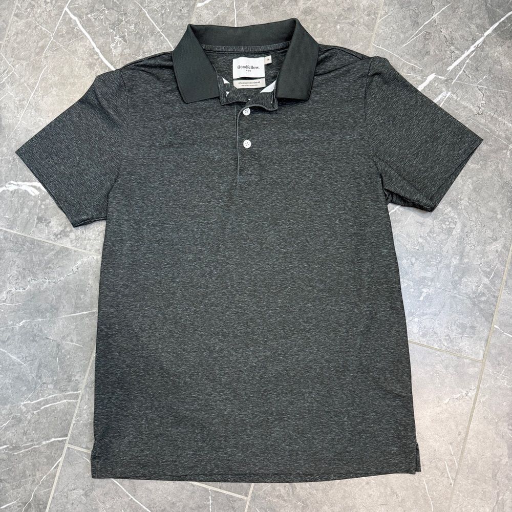 Goodfellow Dark Green Marled Athletic Polo Shirt Mens Size M